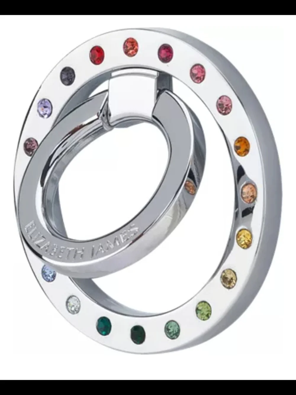 Elizabeth James Silver Multicolor Crystal Phone Ring